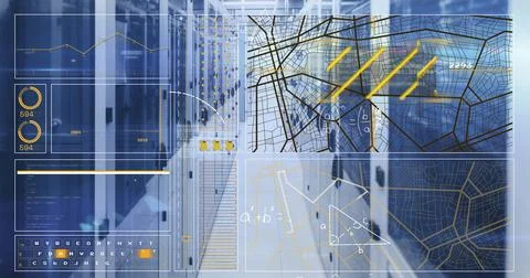 Image of connections and data processing over computer servers Foto stock
