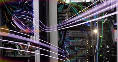 Image of connections and data processing over computer servers Foto stock