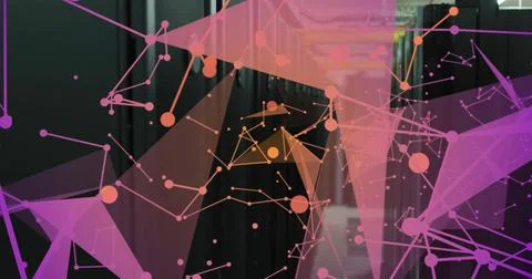 Image of connections and digital data processing over computer servers 스톡 일러스트