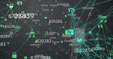 Image of connections and digital data processing over computer servers 스톡 사진