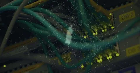 Image of connections, data processing over computer server Stock Photos