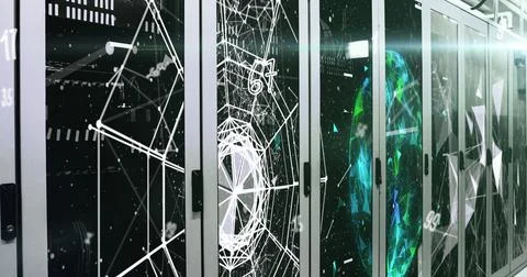 Image of connections, data processing over computer servers 스톡 사진