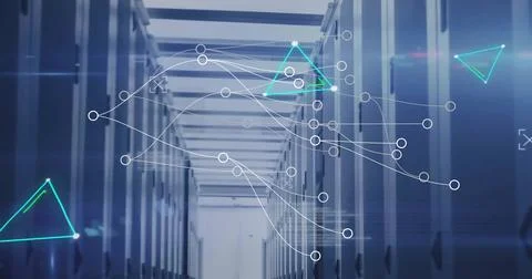 Image of connections with digital data processing over computer servers Foto stock