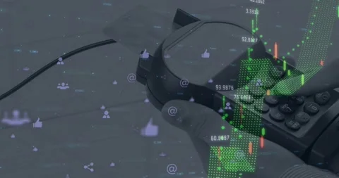 Image of connections with tech icons over diverse financial data and payment Stock Footage 327781708