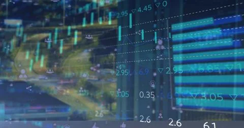 Image of connections with tech icons over diverse financial data and payment Stock Photos