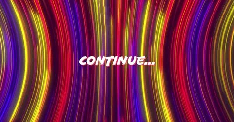 Image of continue text over light trails pattern background Stockfoto's