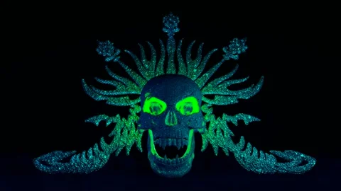 The image of a coronavirus embodied in the human skull. 스톡 동영상 131605827