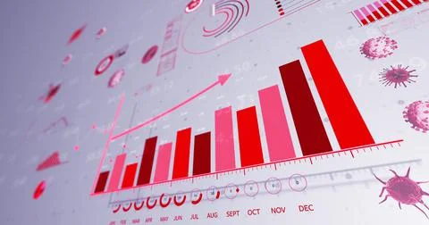 Image of coronavirus statistical data processing Illustrazione stock