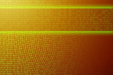 An image of a corrupted and distorted binary code made up of a set of green d 스톡 사진