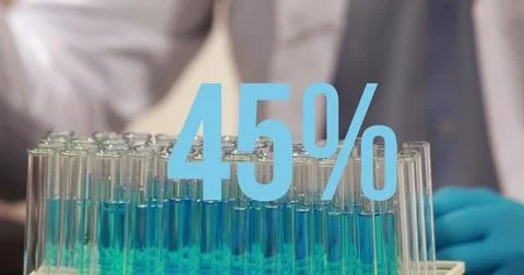 Image of countdown from 0 to 49 with percentile over midsection of scientist 스톡 일러스트