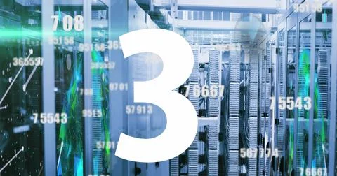 Image of countdown from 10 to 1 over changing numbers and connected dots over Stock Photos