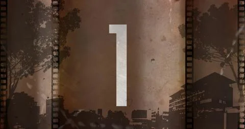 Image of countdown to midnight on distressed background Stock Photos