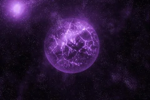 Image of crashing, exploding planet  in deep space, universe with star field 스톡 일러스트