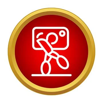 Image cropping tool icon on red circle Stock Illustration