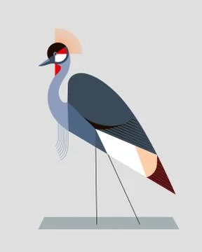 Image of a crowned crane in a geometric style Stock Illustration