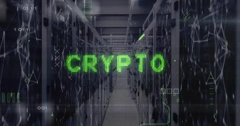 Image of crypto text, x sign, binary codes and circuit board patterns over 스톡 사진
