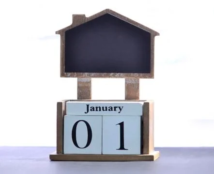Image with cube block 01 and month January. New Year concept Stock Photos