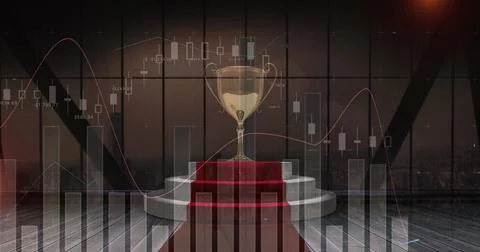 Image of cup over data processing Illustrazione stock