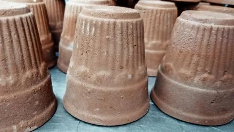 Image of cups made of mud or sand called kulhad/kullhad used to serve drinks Stock Photos