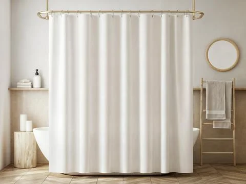 An image of a Curtain in the bathroom Stock Illustration