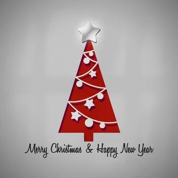 An image of a cut out red christmas tree Stock Illustration