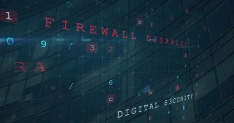 Image of cyber attack data processing over modern building background Stock Photos