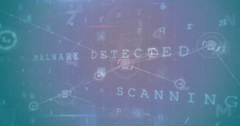 Image of cyber attack data processing over network of connections Foto stock