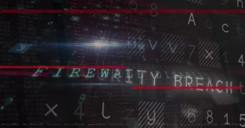 Image of cyber attack warning and data processing on black background Stock Photos