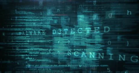 Image of cyber attack warning over silhouettes of people in server room Stock Illustration