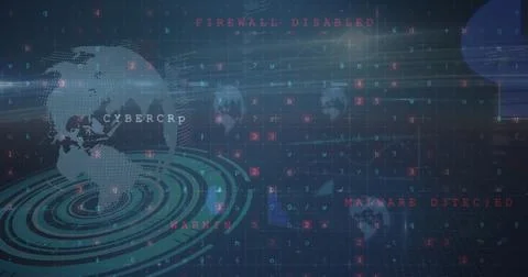 Image of cyber attack warning over scopes scanning and data processing Stock Illustration