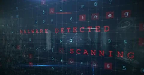 Image of cyber attack warning over data processing Illustrazione stock