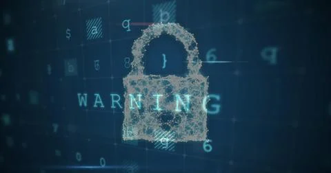 Image of cyber attack warning over online security padlock Stock Illustration