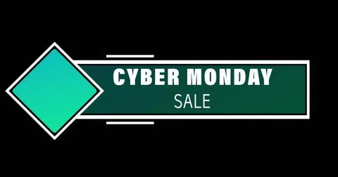 Image of cyber monday in green rectangle on black background Stock Illustration