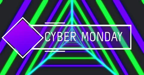 Image of cyber monday text over shapes Stock Illustration