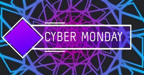 Image of cyber monday text over shapes on black background 스톡 일러스트