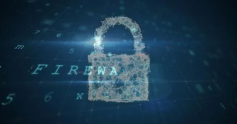 Image of cyber security data processing over security padlock icon against blue イラスト素材