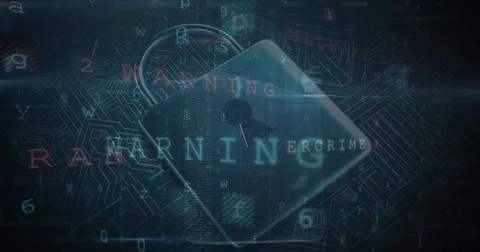 Image of cyber security data processing over security padlock and microprocessor Stock Photos