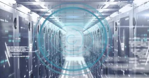 Image of cyber security data processing over computer servers 스톡 사진