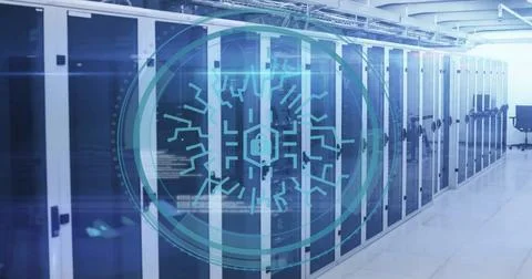 Image of cyber security data processing over computer servers 스톡 사진