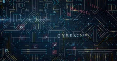 Image of cyber security data processing over microprocessor connections against 스톡 사진