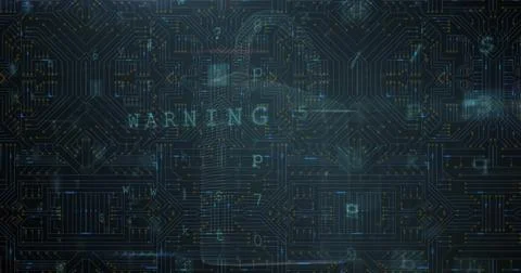 Image of cyber security data processing over microprocessor connections against Foto stock