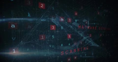 Image of cyberattack text, data processing over security padlock Stock Photos