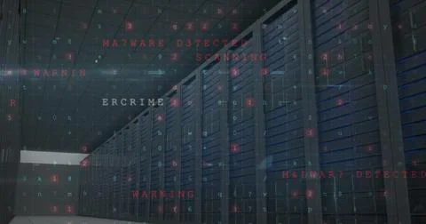 Image of cybercrime and virus warning over moving servers Stock Illustration