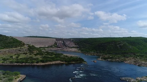 IMAGE OF A DAM IN BRAZIL WITH RIVER CALL SÃO FRANCISCO Stock Footage 101308473