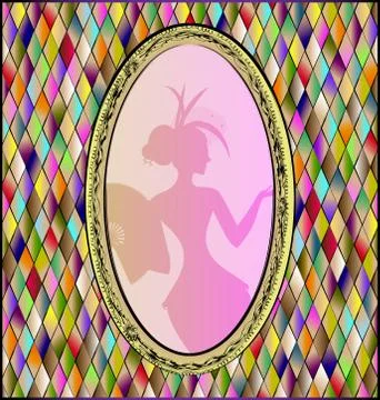 Image of dame and oval frame Illustrazione stock