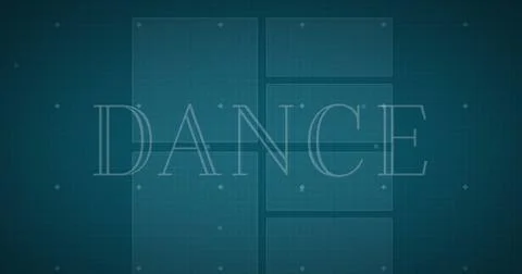 Image of dance text and data processing with clouds on blue background Illustrazione stock