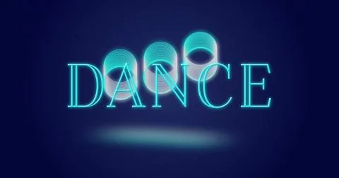 Image of dance text over circles on blue background Stock Photos