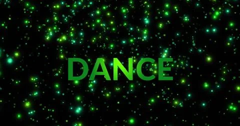 Image of dance text over flashing green lights Stock Photos