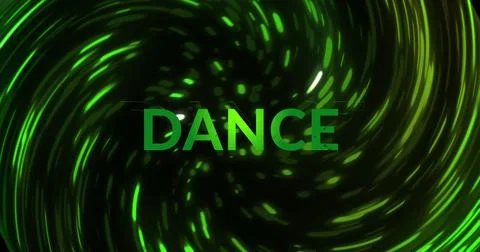 Image of dance text over light trails on black background Stock Photos