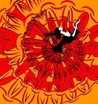 Image of dancer in black-red Stock Illustration